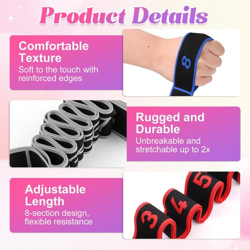 Fitness Resistance Bands with Handles, 2026 Upgrade Fitness Resistance Band for Stretching and Yoga, Fashion Puller Exercise, Adjustable Leg Stretcher Bands for Full Body Stretching Shaping (3pcs-B)
