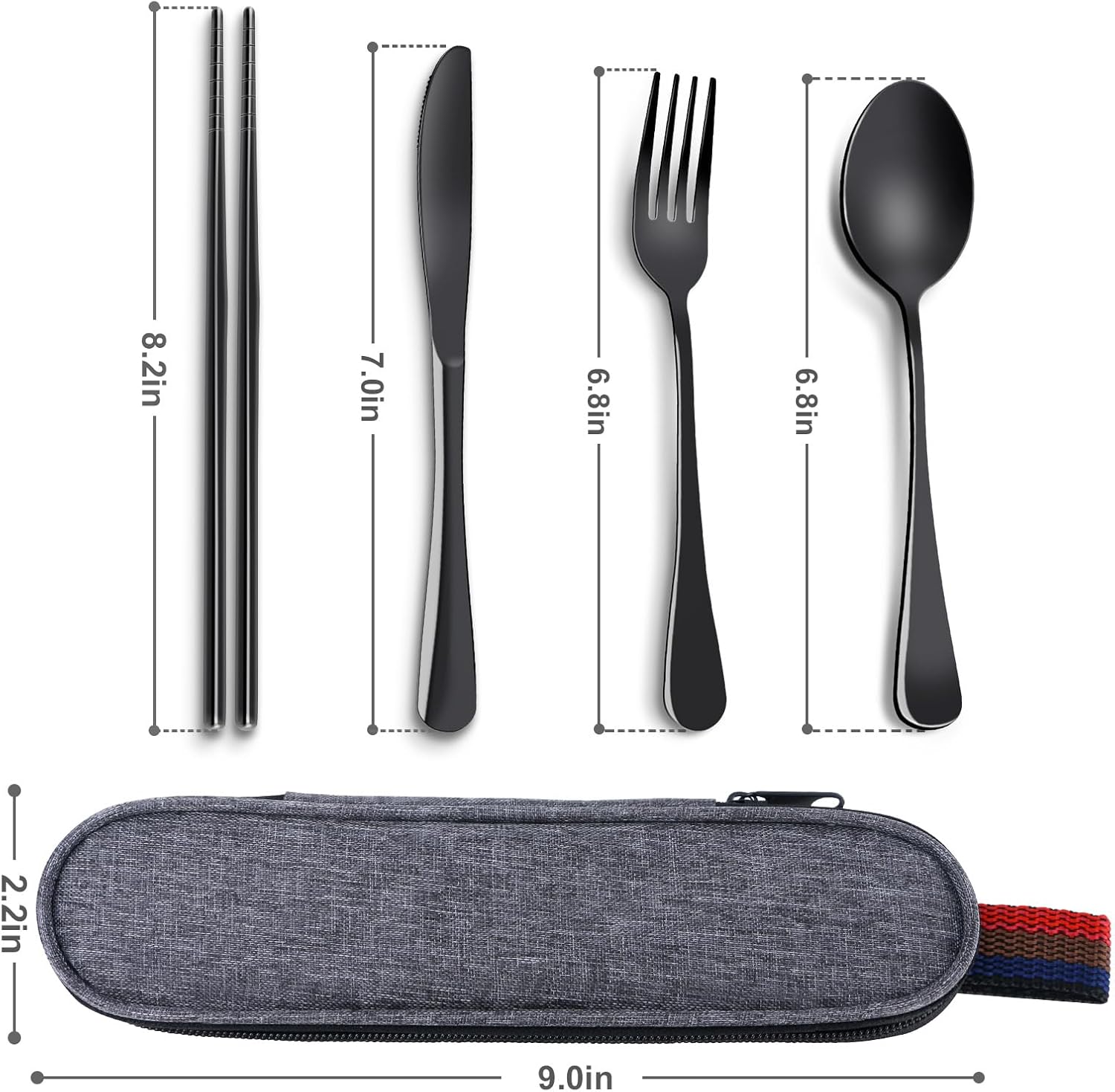 Skiennix Reusable Travel Utensils Set - Premium Stainless Steel Flatware for Camping & Picnics | Dishwasher Safe