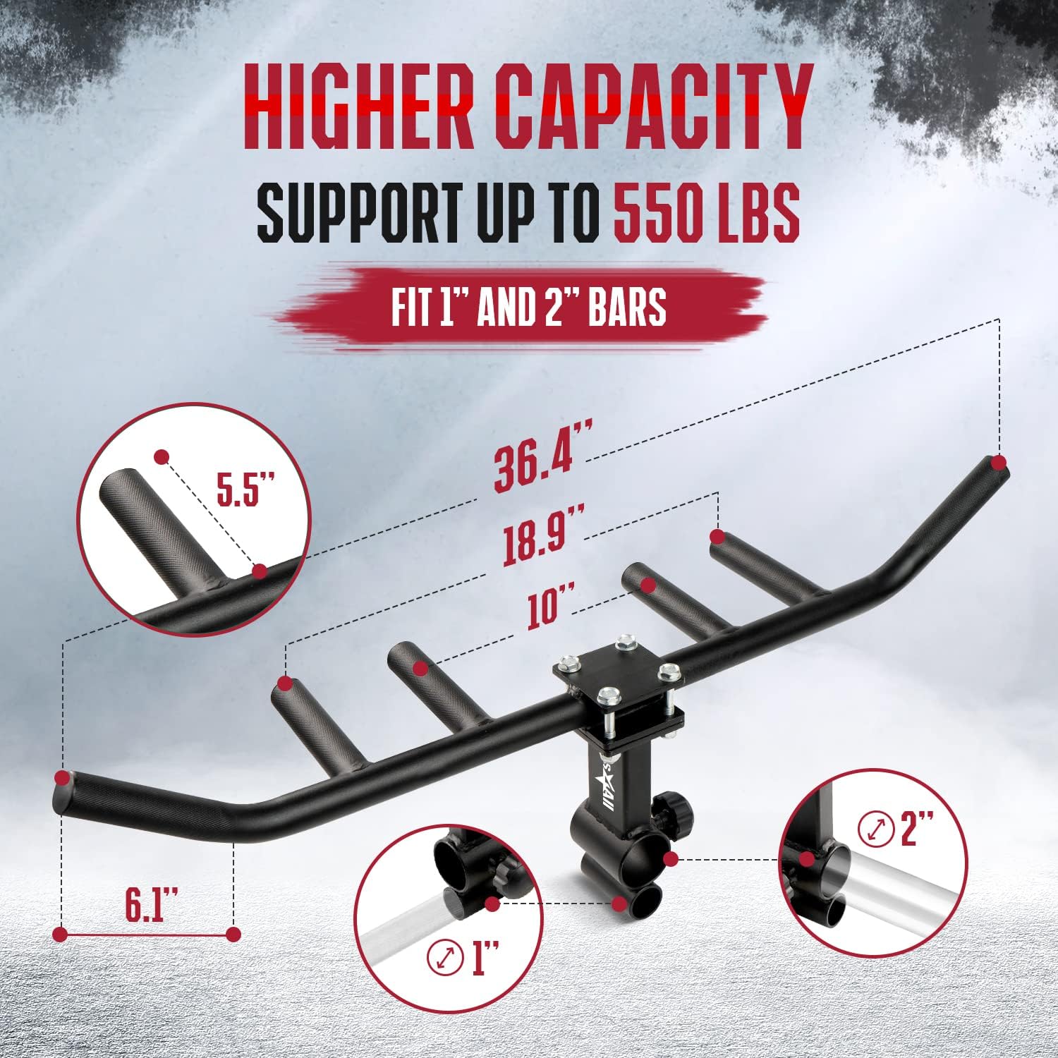 Yes4All Multi-Grip Rowing Landmine Handle - 550LBS T-Bar LAT & Viking Press | Sturdy & Easy to Install
