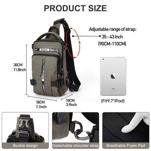 SEAFEW Mini Sling Bag for Men Women - Lightweight Crossbody Backpack, Multipurpose Shoulder Bag, Small Compact Chest Daypack for Travel Hiking Gym Sport Khaki