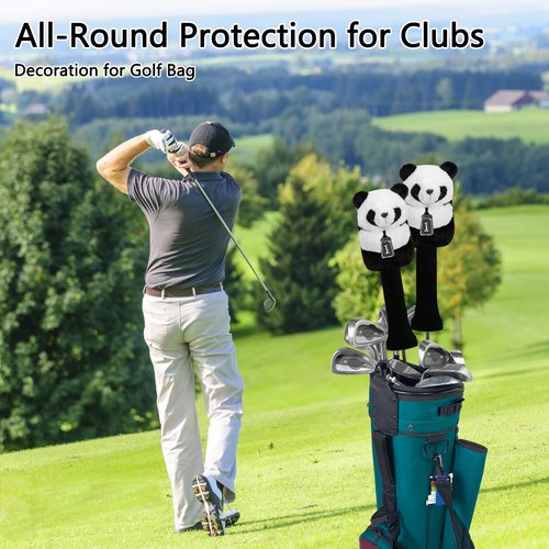 LeFeng Animal Golf Headcovers, Funny Golf Head Covers Collection for Driver and Fairway Wood, Cute and Soft Golf Club Protector(Panda Driver)