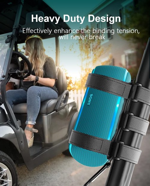 ALIENSX Premium Leather Speaker Mount - Universal Waterproof Holder for JBL Charge/Flip, Beats Pill - Golf Cart, Bike, ATV, Boat - 15lb Capacity