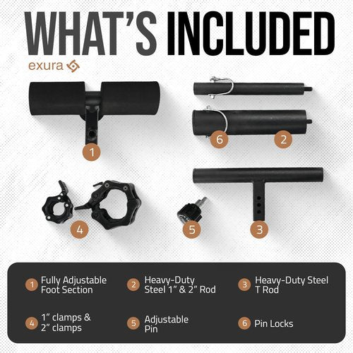 Exura Tib Bar Adjustable Tibialis Trainer Knees Over Toes Leg Workouts,Tibialis Bar Dorsi Calf Raise Machine Equipment for Strengthening Calves, Shins & Ankle Fits 1" and 2" Strength Training Plates