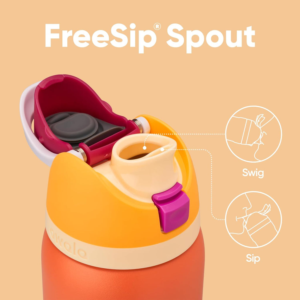 Owala FreeSip Insulated Stainless Steel Water Bottle - 32 oz BPA-Free | Citrus Crush for Sports & Travel
