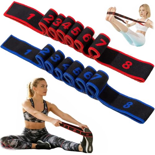 2PCS Fitness Resistance Band for Stretching and Yoga, Numbered Resistance Band with Clear Markings, 8-Section Elastic Training Bands for Yoga, Stretching, Pilates, Fitness (8 Grids)