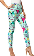 Skiennix Women's 80s Neon Leggings - Artistic Splash Print, Soft & Stretchy Workout Pants
