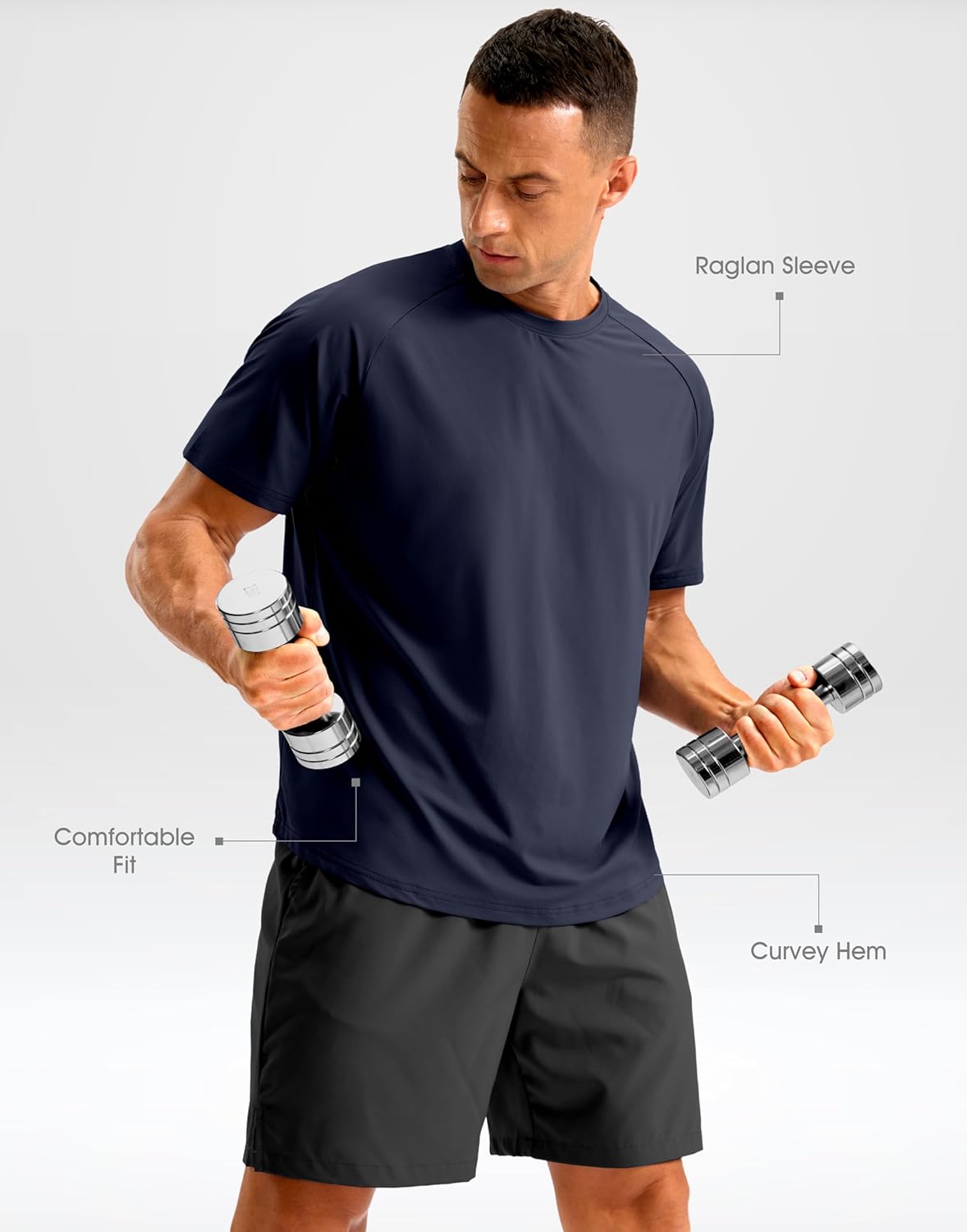Soothfeel Men's Quick-Dry Athletic Running T-Shirts - Short Sleeve Moisture-Wicking Gym Tees