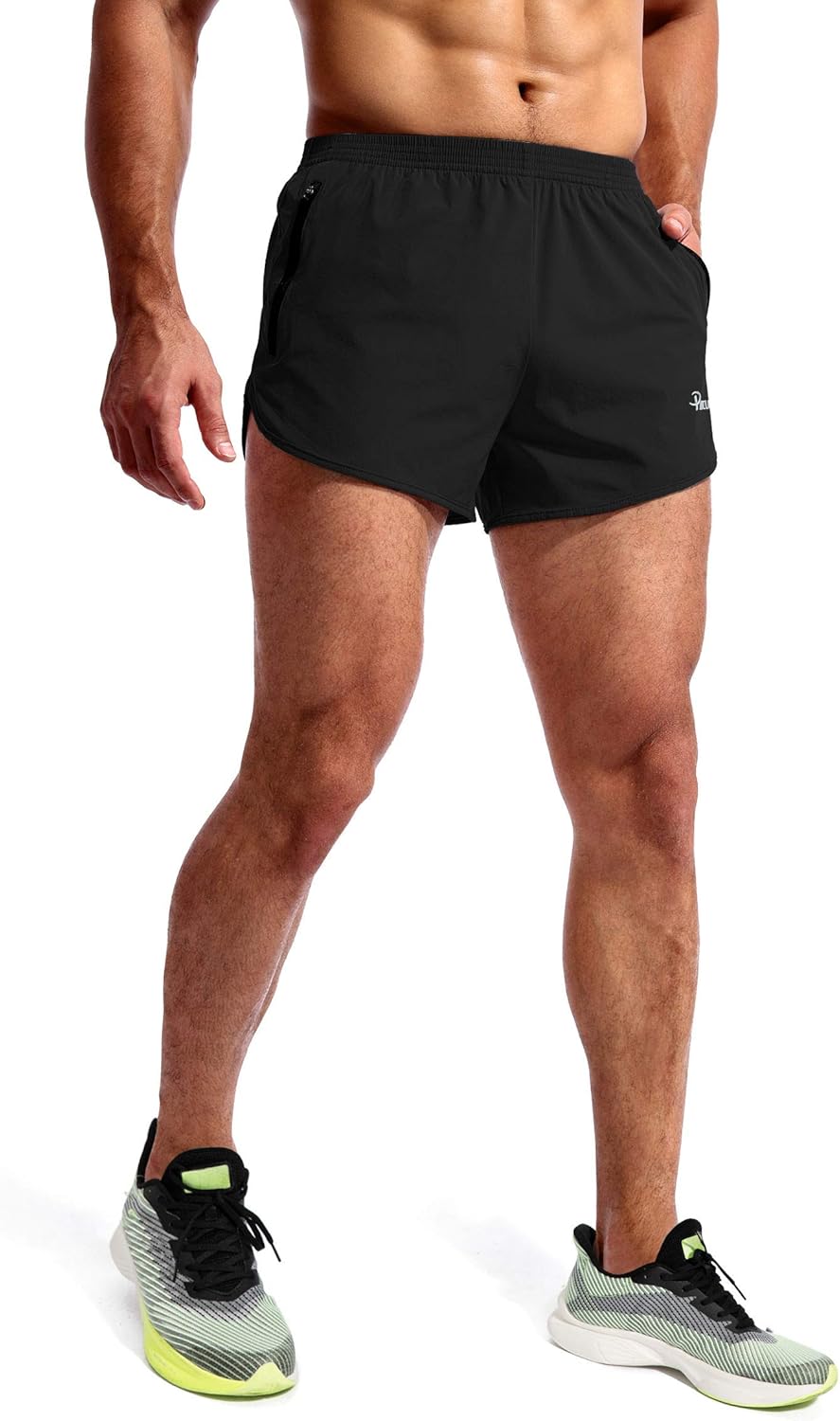 Pudolla Men's Running Shorts - Quick Dry Athletic Workout Shorts with Zipper Pockets | 3 Inch