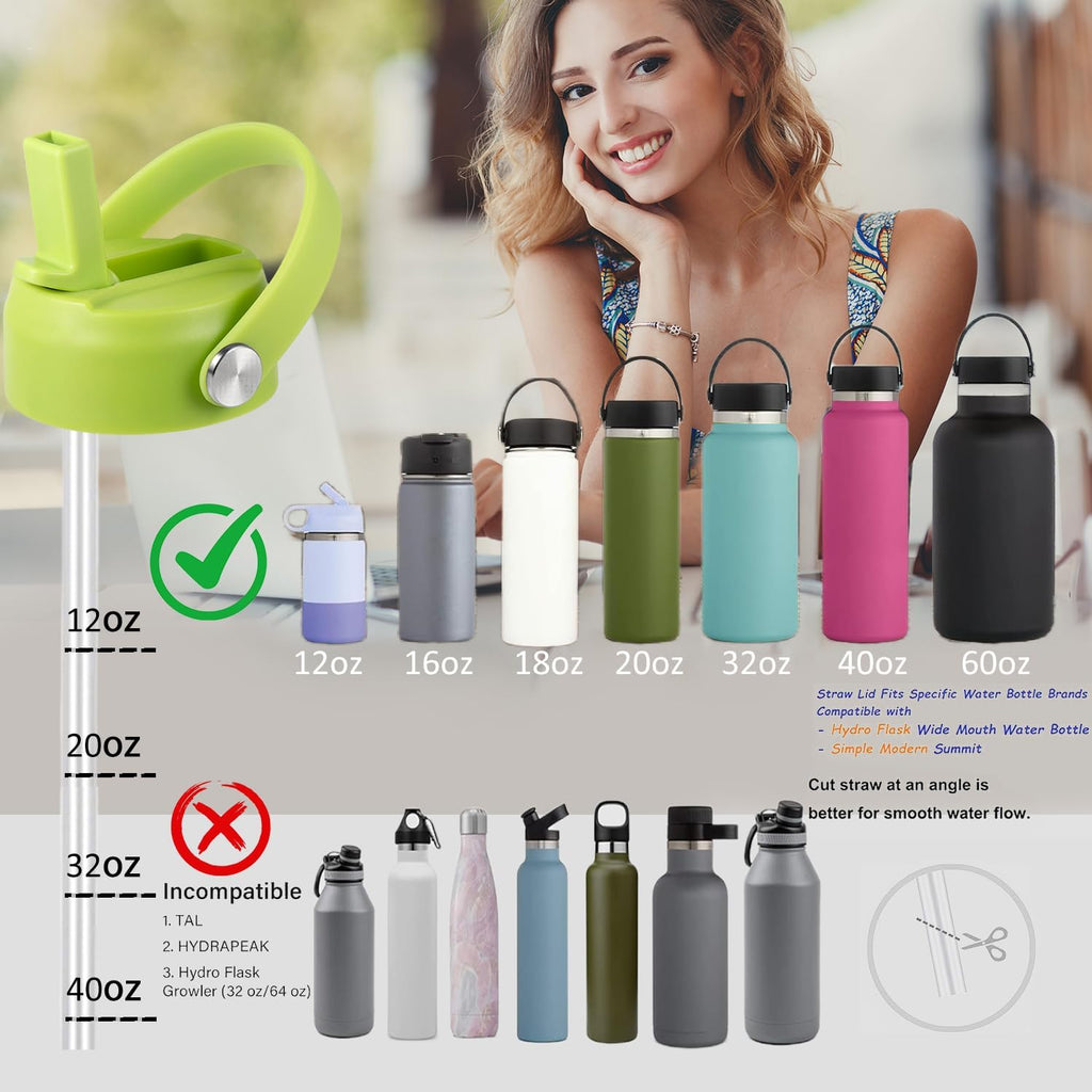 Regine Switzerland Straw Lid for Hydro Flask Wide Mouth 32/40 oz - Flexible Handle Replacement Cap