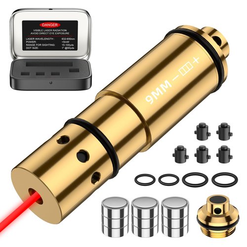 Vstranics 9mm Laser Training Cartridge Dry Fire Training System with Rubber Snap Cap, O-Rings and 3 Set Batteries for Dry Fire Practice and Shooting Training