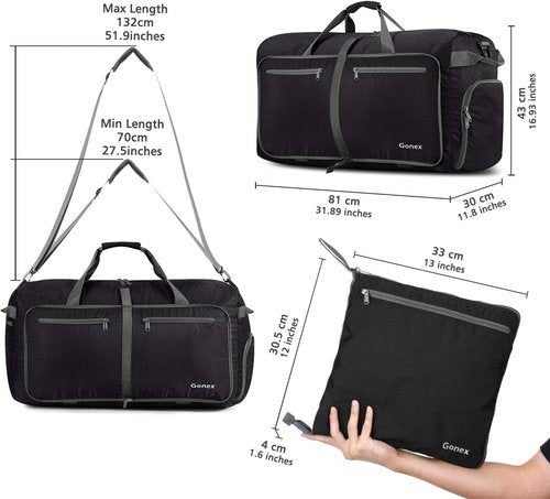 Gonex Large Foldable Travel Duffle Bag - Packable, Lightweight & Water-Repellent | 40L-150L Sizes