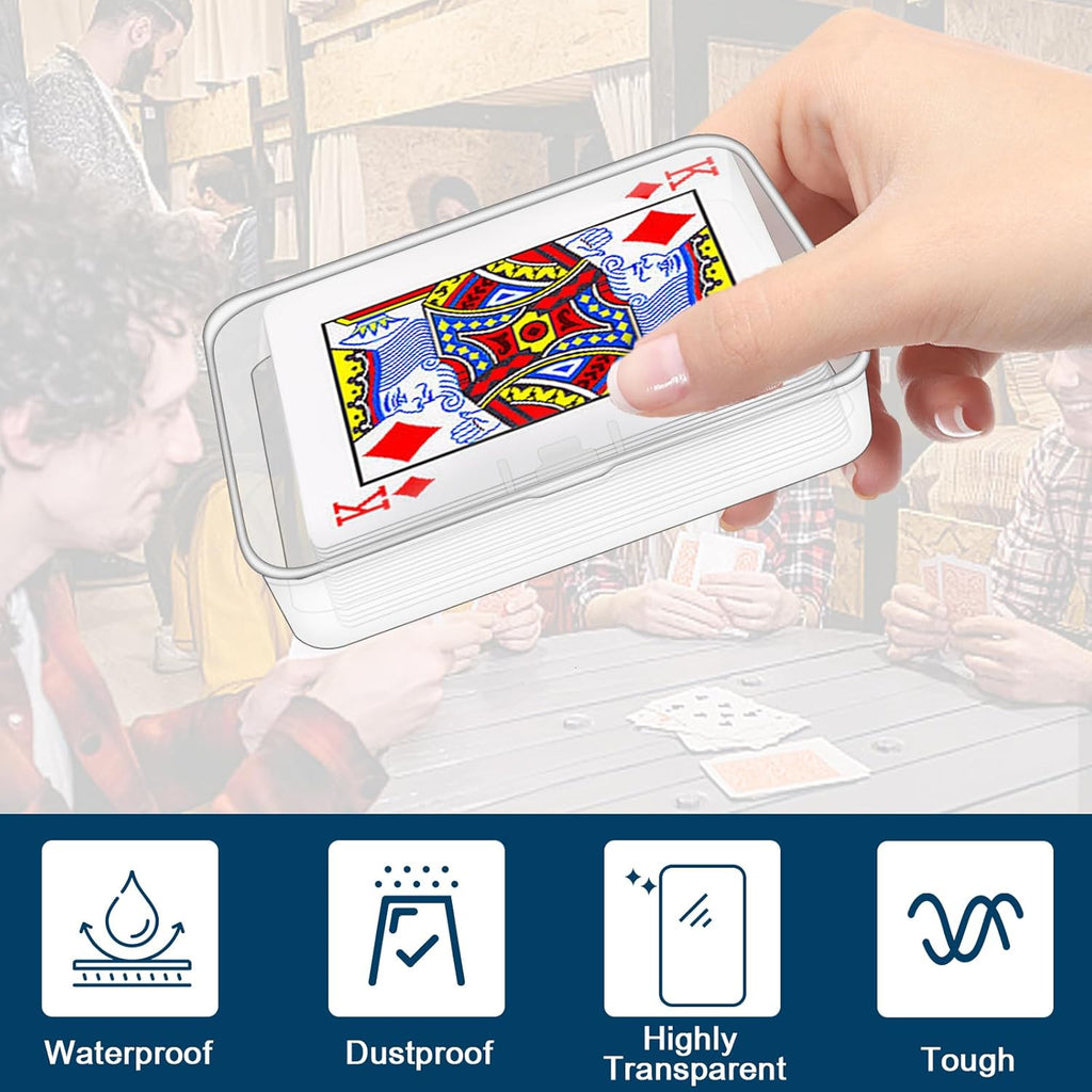 Skiennix Clear Plastic Card Deck Box - 4 Pack Snaps Closed Storage for Trading & Business Cards