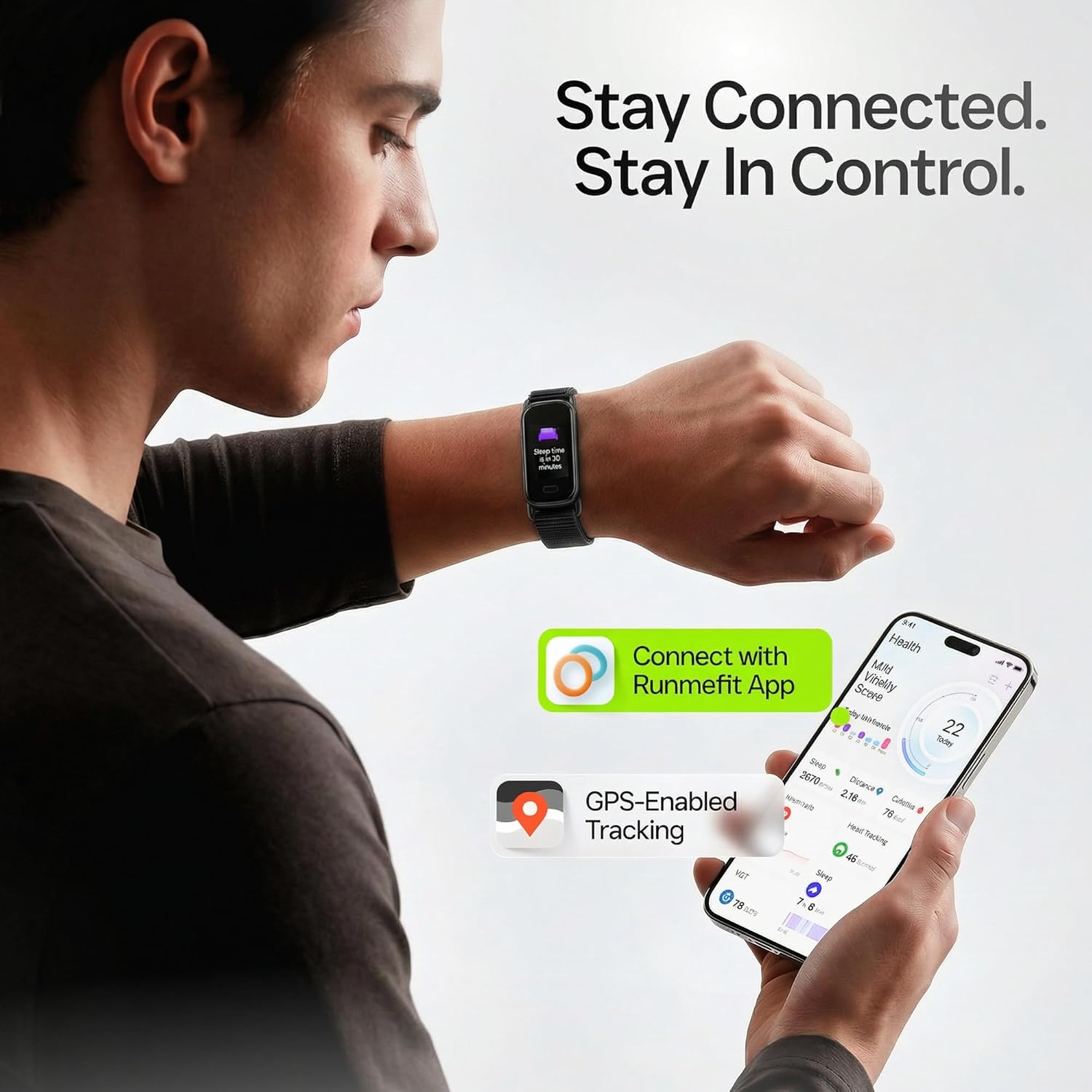 Skiennix Lightweight Fitness Tracker - AI Sleep Insights, Heart Rate & SpO2 Monitoring | IP68 Waterproof, 16 Sport Modes (Black)