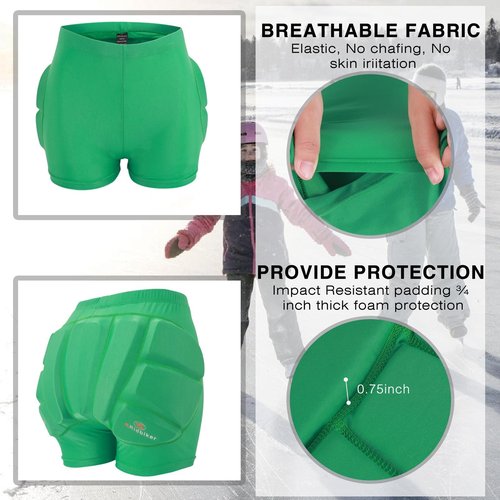 Kids Hip Butt Protection Pads Shorts, Youth Child 3D Tailbone Protective Padded Short Pants for Hockey Roller Skating Skateboarding Scooter Skiing Skating Snowboard (Pink, XX-Small)