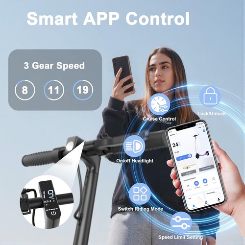 Electric Scooter for Adults - Dual Suspension, 350W/500W Motor, 19/22 MPH, 23-31 Miles Range, 8.5"/10" Tires