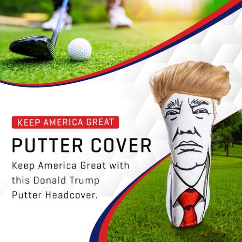 Pins & Aces Keep America Great Premium Golf Club Headcover - Quality Leather, Hand-Made Funny Head Cover - Style and Customize Your Golf Bag - Tour Inspired, Donald Trump Golf Design (Blade)