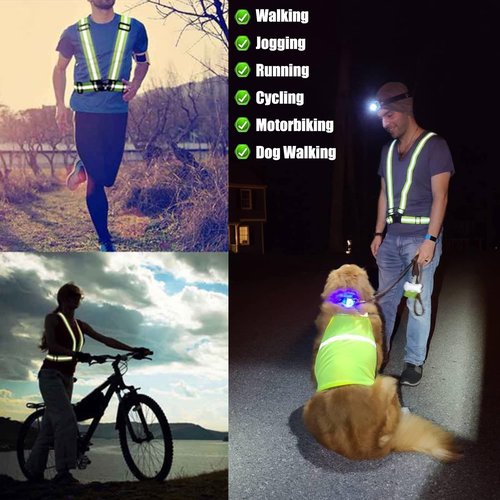 Safety Vest Reflective Running Gear, Adjustable Safety Vests Outdoor Lightweight Reflective Belt 360°High Visibility for Night Running, Walking(Fluorescent Green+Pink+Purple)