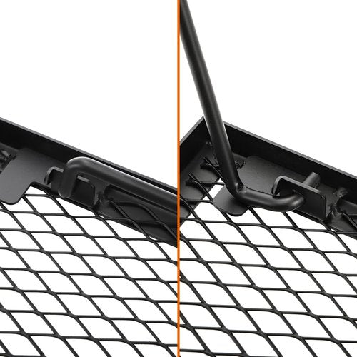 Elsjoy 17" Folding Campfire Grill Grate with Carrying Handle, Portable Camping Grill Over Fire Mesh Grate, Heavy Duty Steel Grate for Outdoor Cooking, Picnic, BBQ
