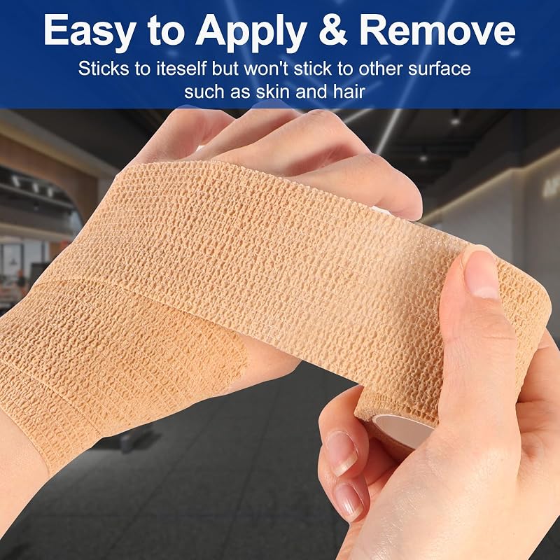 4 Inch Self-Adhesive Bandage Wrap 5 Yard Cohesive Medical Tape - 24 Pack Brown (Variation: Brown+4 Inch)