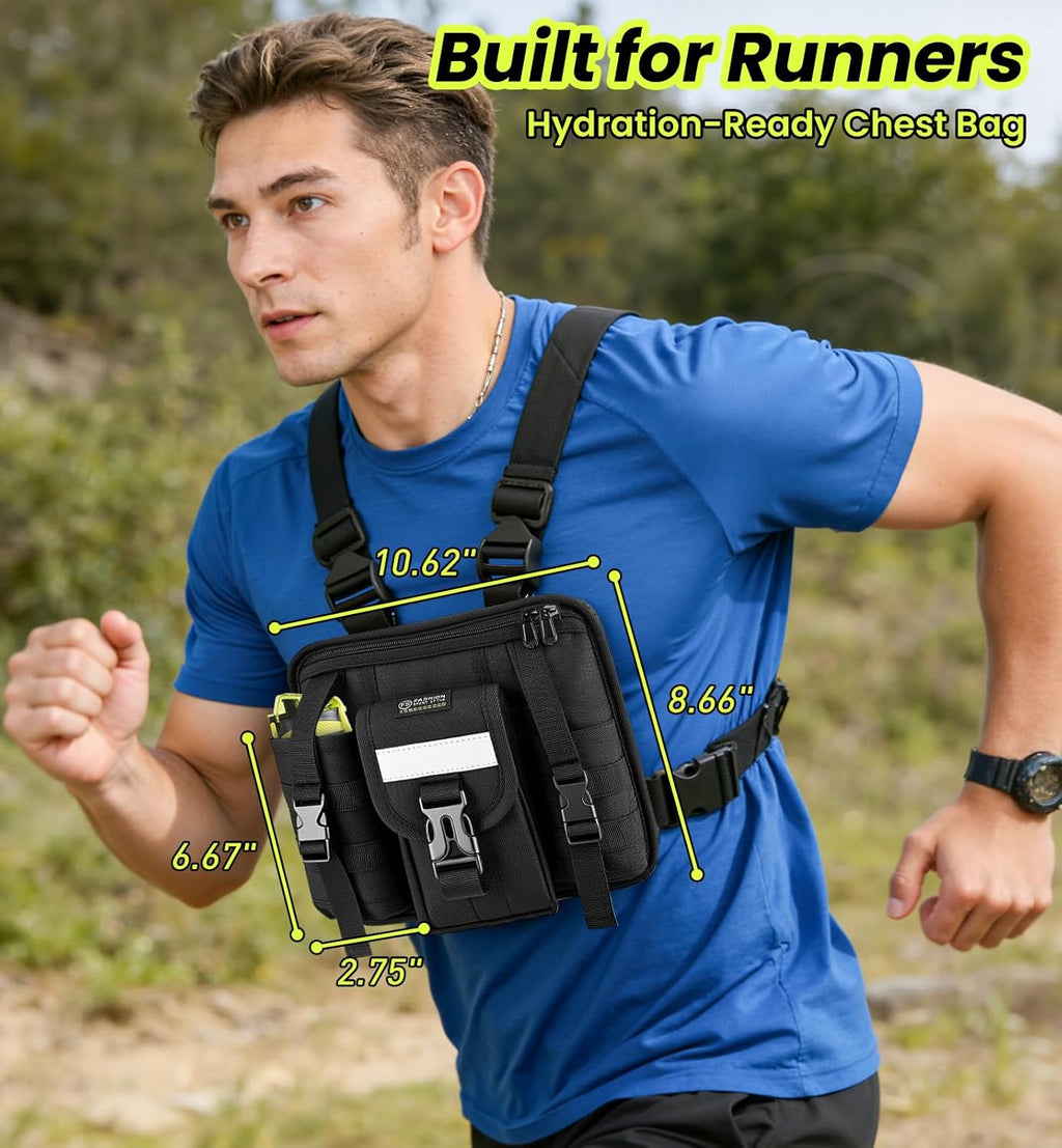 Skiennix Sports Chest Pack - Reflective Running Vest Bag for Cycling, Hiking, and Gym Workouts