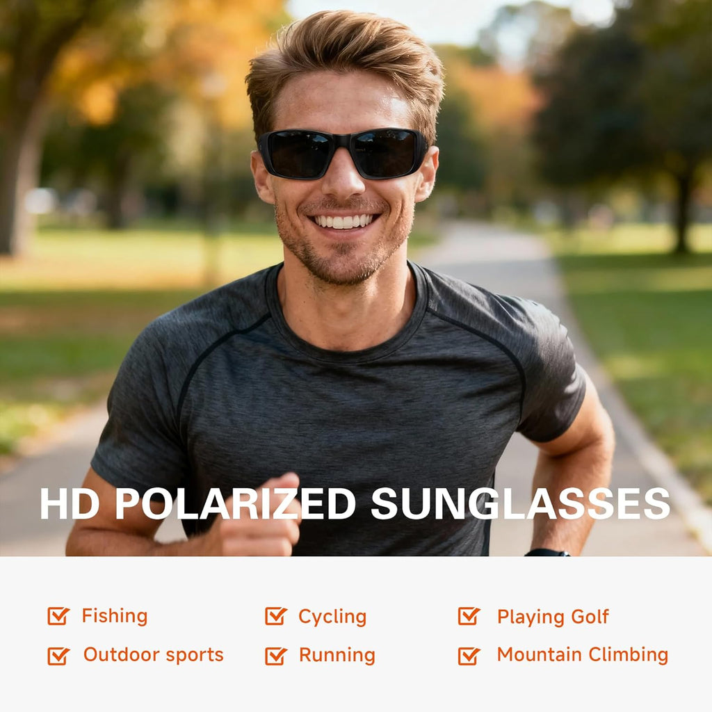 Suoso Polarized Sports Sunglasses - UV400 Protection for Men & Women | Wrap-Around Design for Fishing, Driving, Cycling