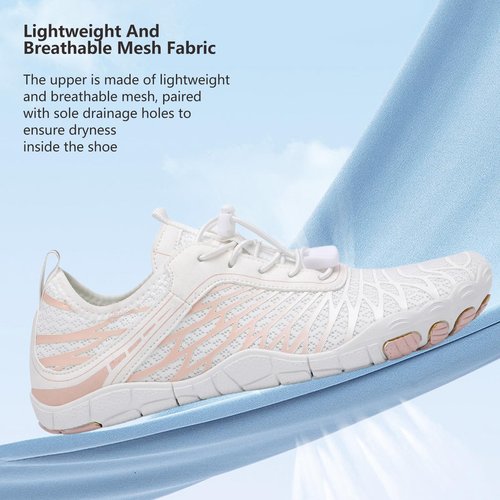 SIOSNETA Hike Barefoot Shoes for Women Men, Breathable Non-Slip Athletic Footwear, Wide Toe Water Shoes for Hiking, Non-Slip Neuropathy Shoes for Women Men, Grounded Comfort wear White