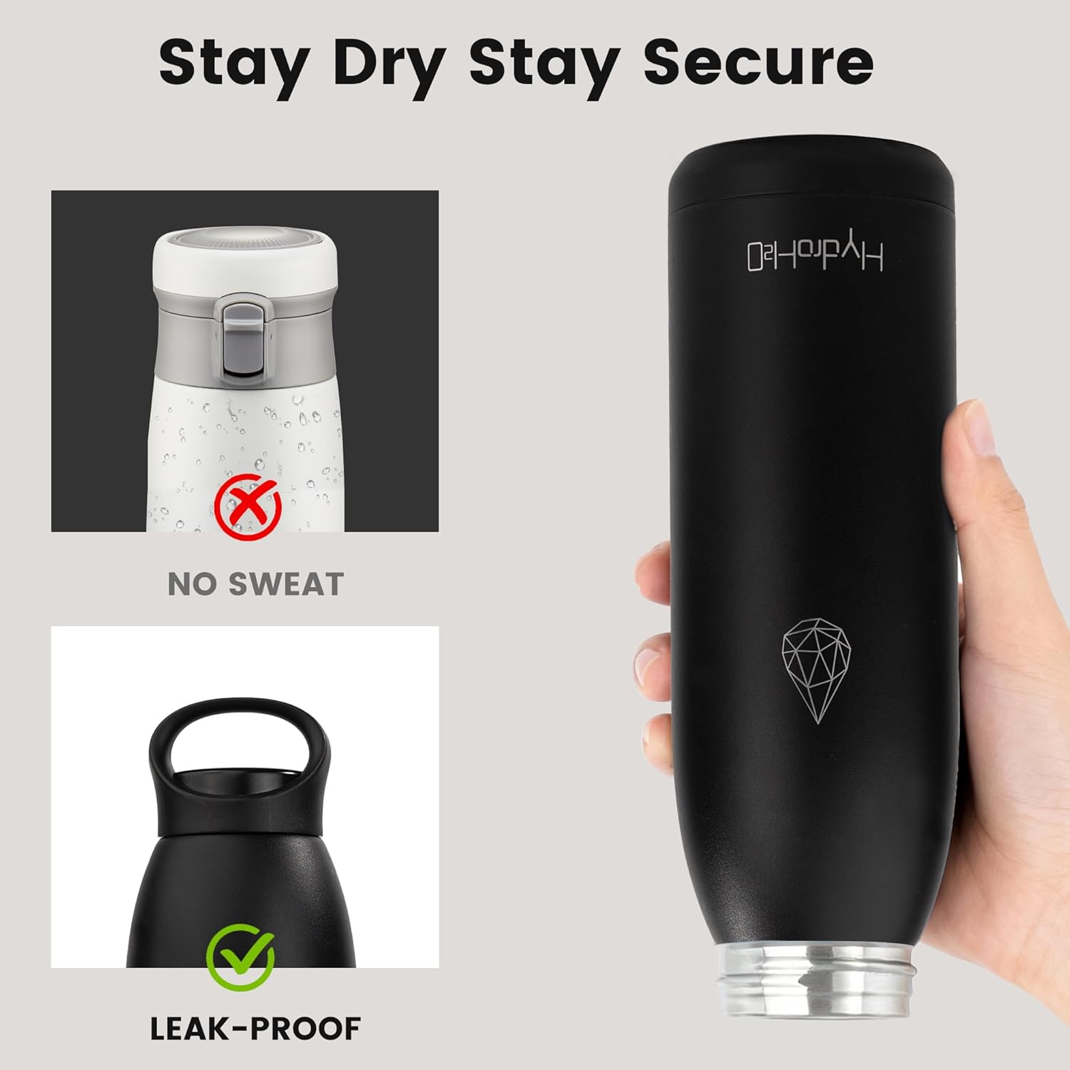 Skiennix Insulated Stainless Steel Water Bottle - 32 oz Double Wall, BPA-Free, Keeps Drinks Cold 24H & Hot 12H, Durable for Sports & Outdoor Activities, Black