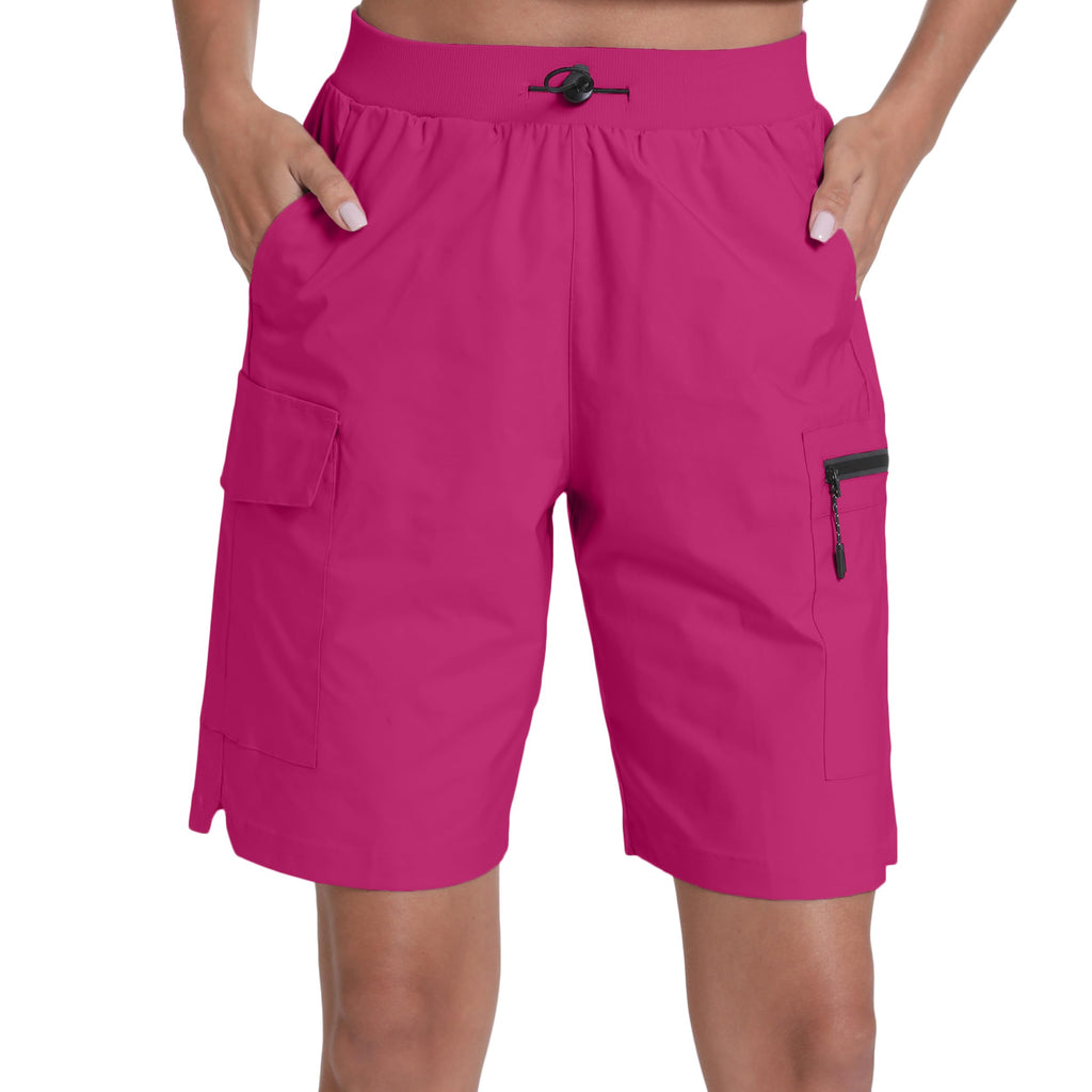 zsenoxaxi Women's Hiking Cargo Shorts Quick Dry Lightweight Shorts for Travel Athletic Golf Casual(Tomato Red,XL)