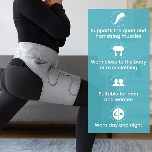 UYU ESENCE Hip Brace for Women & Men, Sciatica Pain Relief Devices,Adjustable Hamstring,Thigh,Groin Compression Sleeve for Sciatica Nerve Relief,Hip Flexor Compression Wrap,Sciatic Nerve Brace