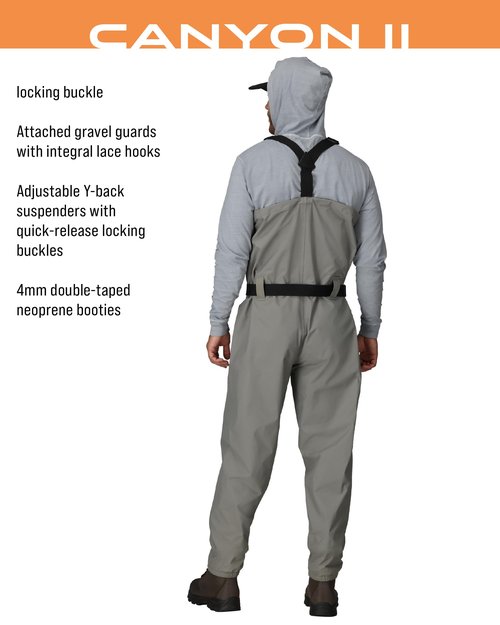 FROGG TOGGS Mens Canyon II Breathable Stockingfoot Chest Wader, Gray, Small US
