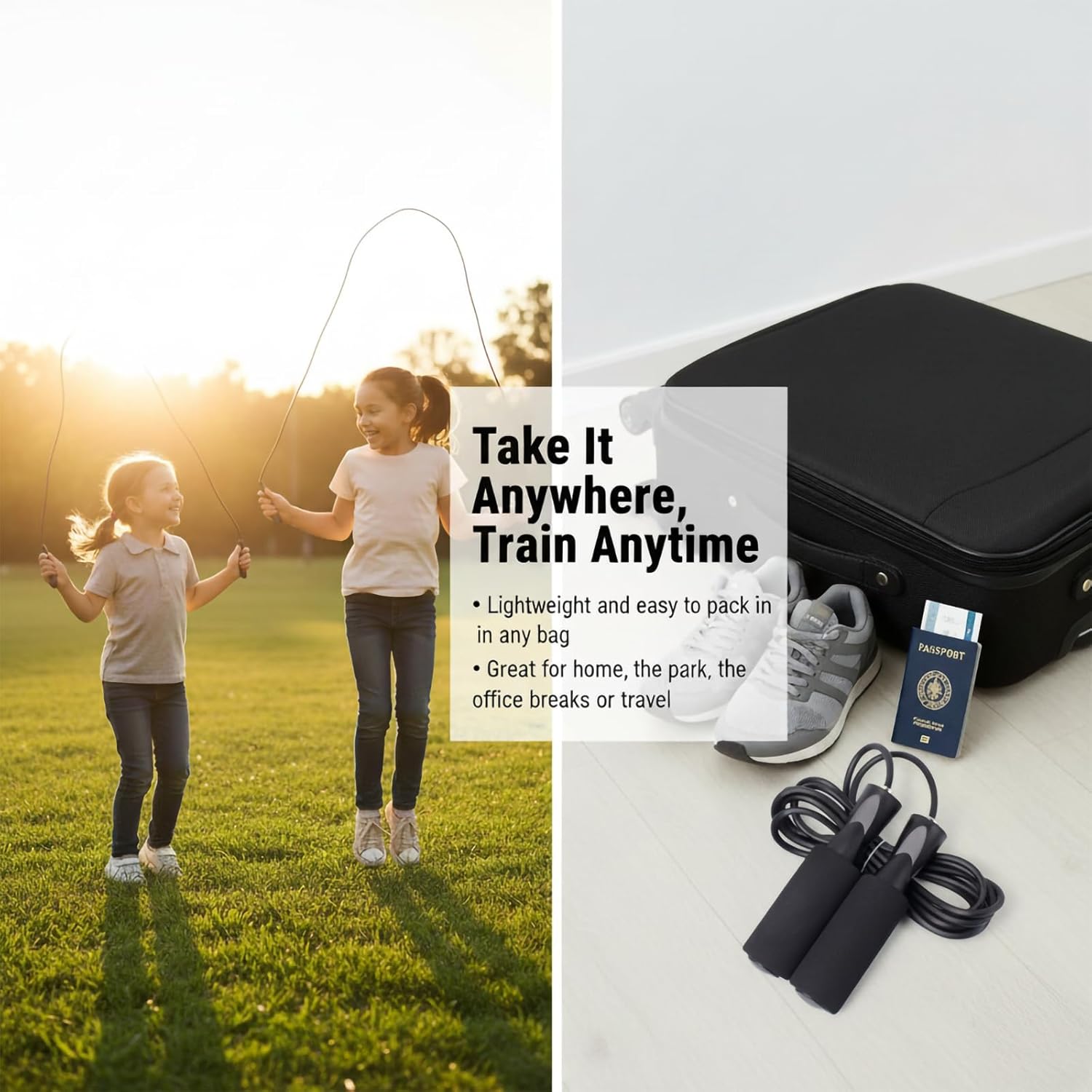 XYLsports Jump Rope - Adjustable PVC Fitness Rope with Tangle-Free Design & Foam Handles | Ideal for Cardio & Home Workouts