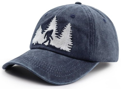 Bigfoot Gifts for Men Women, Sasquatch Forest Decor Baseball Cap, Funny Big Foot Gifts for Sasquatch Lovers Hunters Campers Hikers Navy