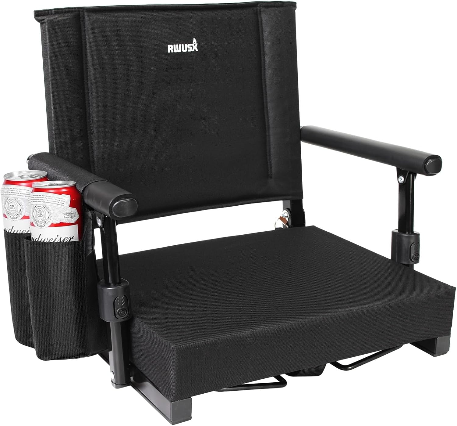 Skiennix Padded Stadium Seats - Portable Folding Bleacher Chair with Back Support | Black