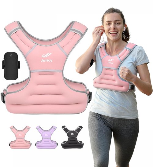 Weighted Vest Woman Men 10lbs Weight Vest Women with Reflective Stripe, Rucking Vests for Walking Running Strength Training Weight Loss Fitness Weightlifting Pink