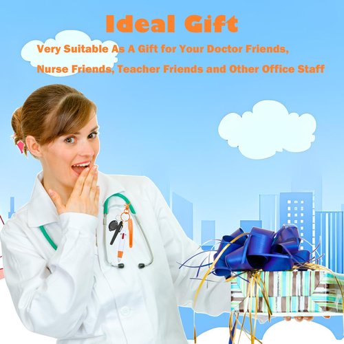 Daemson Nurse Pen Set, 6-Pack Nursing Essentials with Ballpoint Pens, Highlighters, Permanent Markers, LED Keychain Flashlights, and Badge Reel Clips