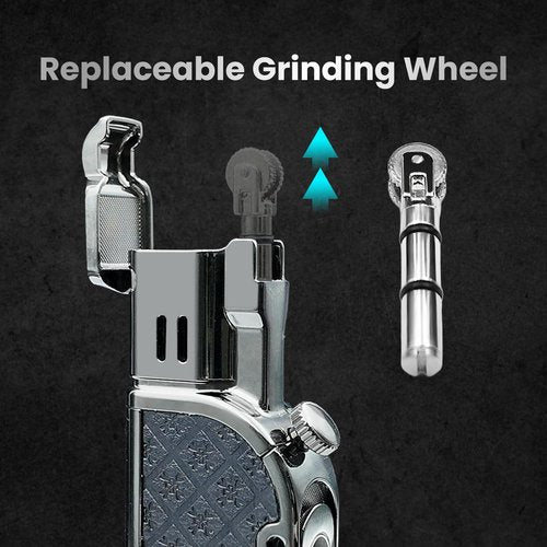 Butane Torch Lighter,Soft/Jet Dual Switchable Windproof Adjustable Flame,Refillable Grinding Wheel Cool Lighter with Punch,Men’s Gift(Butane Not Included)
