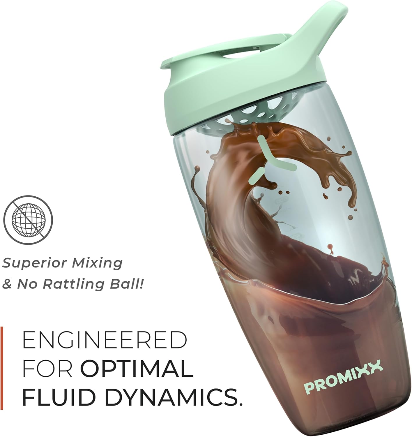 Promixx Pursuit Protein Shaker Bottle - 24 oz Silent No-Ball Mixer | Leak-Proof, BPA-Free, Easy-Clean Design