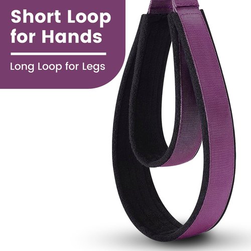 2PCS Pilates Double Loop Strap for Reformer Fitness D-Ring Straps Handle, Yoga Pilates Equipmen D-Ring Exercise Strap for Gym Workout Home (Purple)
