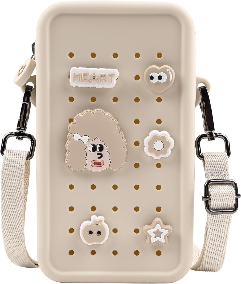 Skiennix Silicone Crossbody Bag - Waterproof & Lightweight Phone Purse with Adjustable Strap | Beige