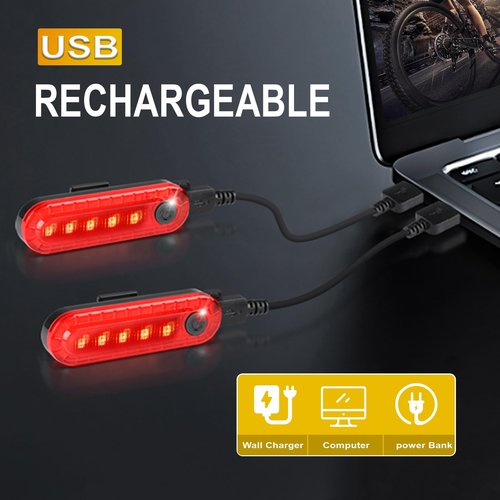 Bike Tail Light 2 Pack - Bright USB Rechargeable Rear Bike Light - Easy Bicycle Tail Light Installation - Waterproof IP44,4 Modes LED Bike taillights for for Adults Kids Men Women Road Mountain