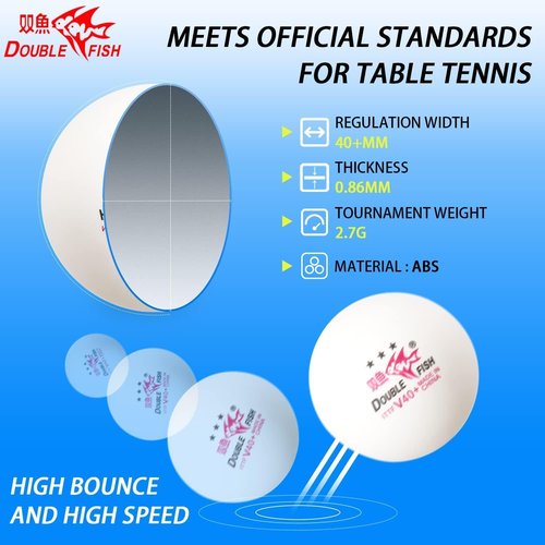 DOUBLE FISH 3-Star Ping Pong Balls - ITTF Approved | Professional 40+ ABS Training Balls