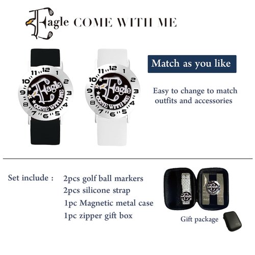 E TRUEE Golf Ball Marker with Golf Stroke Counter Bracelet, Eagle Ball Marker, Golf Score Counter, Golf Accessories, Golf Gifts for Men Golfers