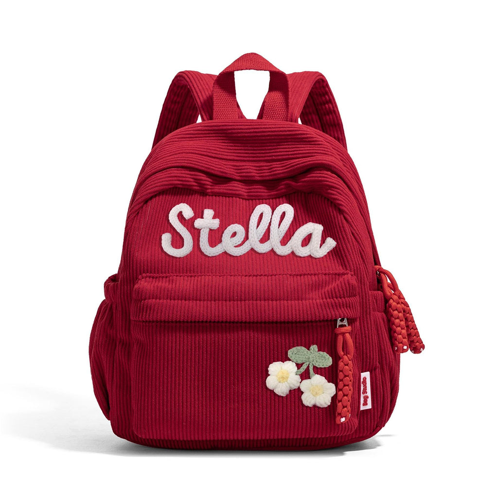 JUPPE Personalized Corduroy Kids Backpack, Custom Name Schoolbag, Preschoolers and Elementary School Students, Available in Medium and Small Sizes, Ages 1-6 or 3-14