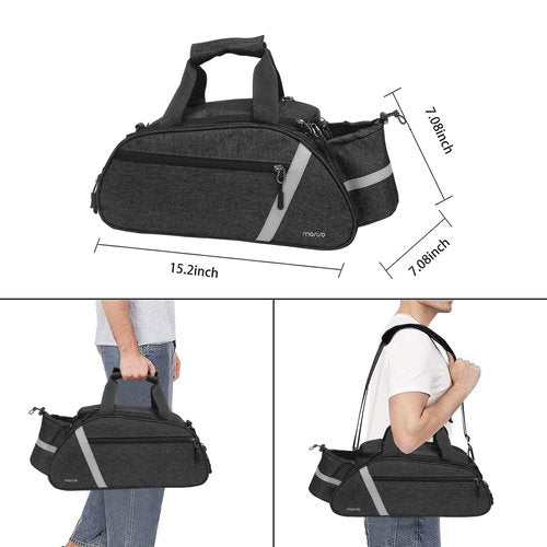 MOSISO Bike Rack Bag, Waterproof Bicycle Trunk Pannier Rear Seat Handbag Cycling Bike Carrier Reflective Backseat Cargo Storage Luggage Saddle Shoulder Bag with Water Bottle Holder&Handle, Black
