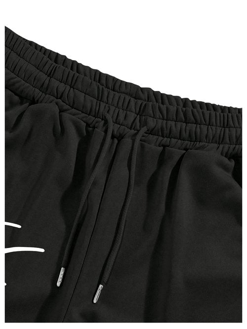 SHENHE Men's Graphic Sweatpants Spiderweb Print Drawstring Low Rise Y2k Pants Streetwear Black Medium
