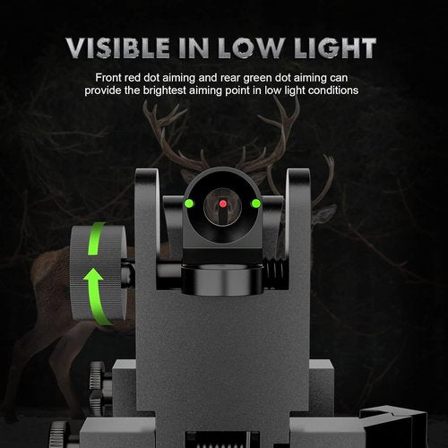AOMEKIE 45 Degree Offset Iron Sights - Front & Rear Fiber Optic Sights with Red/Green Dots for Picatinny Rails