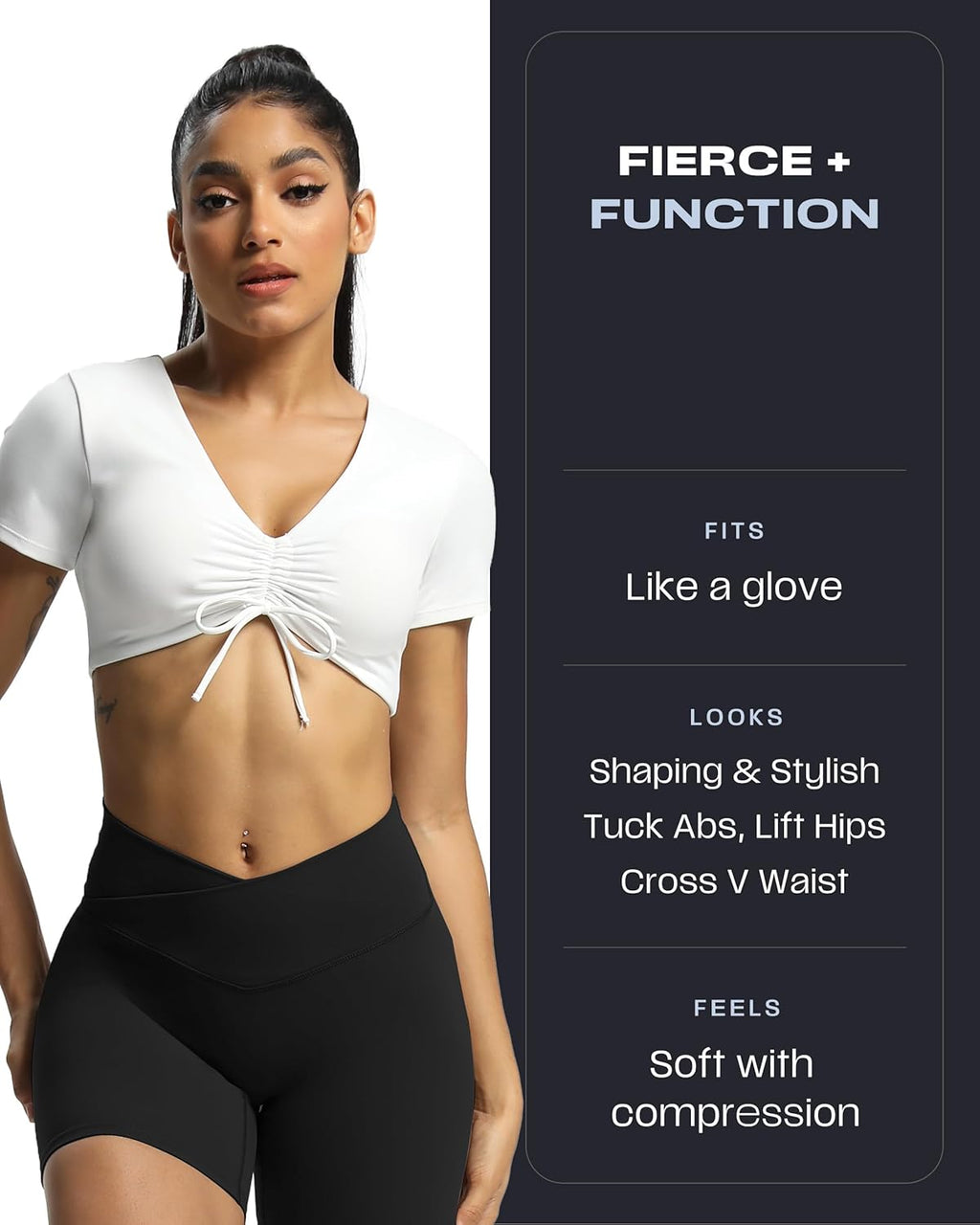 Aoxjox Trinity Biker Shorts for Women - High Waisted Tummy Control | Crossover Design, 6" Length