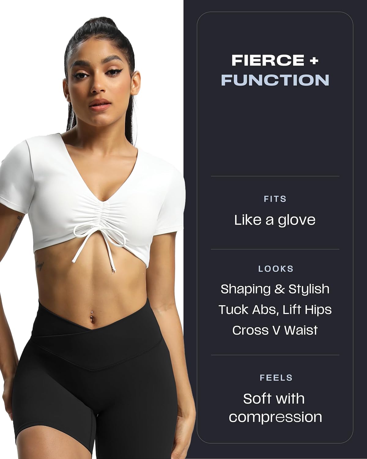 Aoxjox Trinity Biker Shorts for Women - High Waisted Tummy Control | Crossover Design, 6" Length