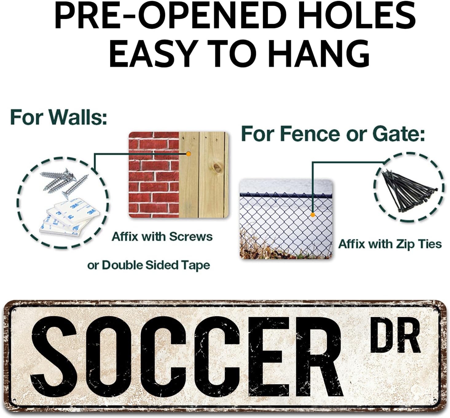 Skiennix Soccer Sign - Metal Wall Art for Fans | 4" x 16" Soccer Player Decor Gift