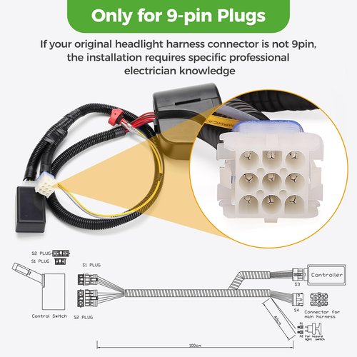 10L0L Golf Cart Turn Signal Kit for Yamaha Club Car EZGO TXT RXV, Universal Golf Cart Turn Signal Switch, 9-pin Wiring Harness Headlight Blinker Kit with Horn Brake Pad Light Switch (12V)